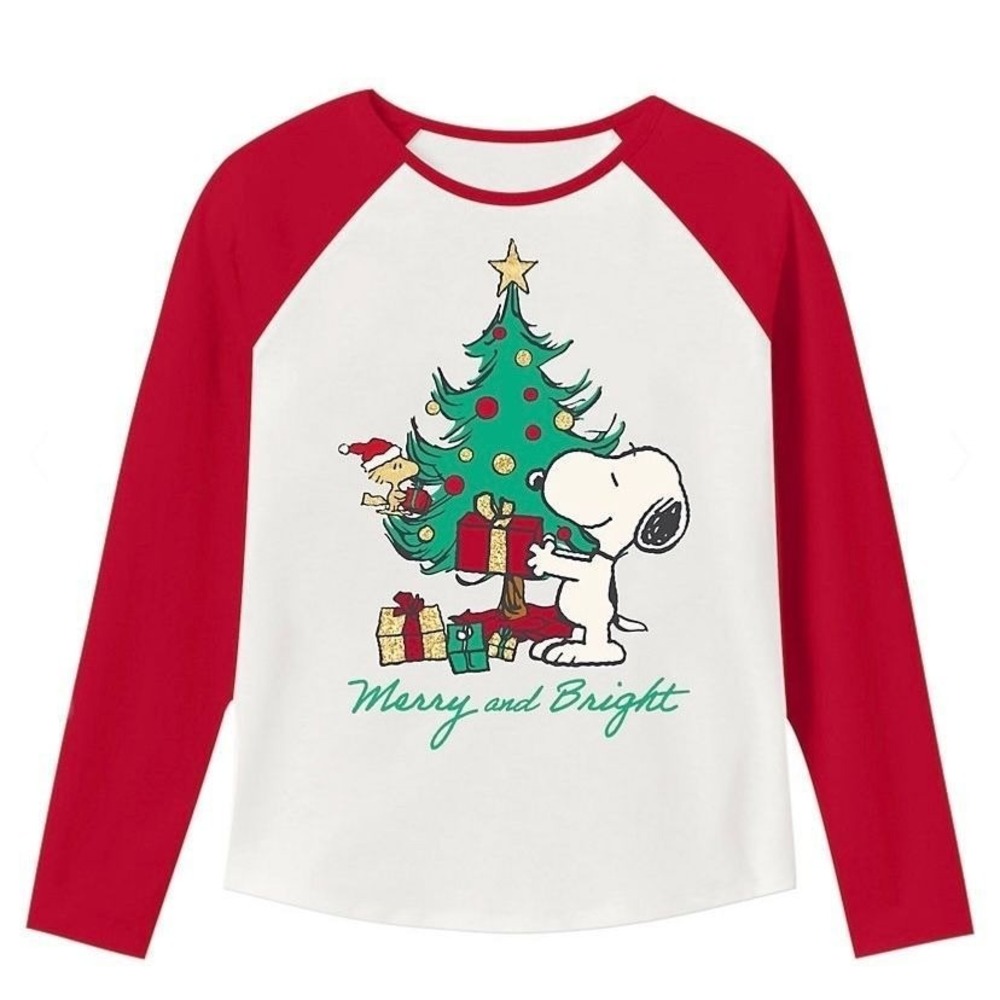 NWT Toddler Girl Jumping Beans Peanuts "Merry and Bright" Raglan Tee 12 Months